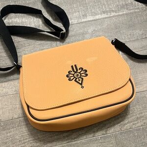 Chic Tan Crossbody Bag with Embroidered Detail